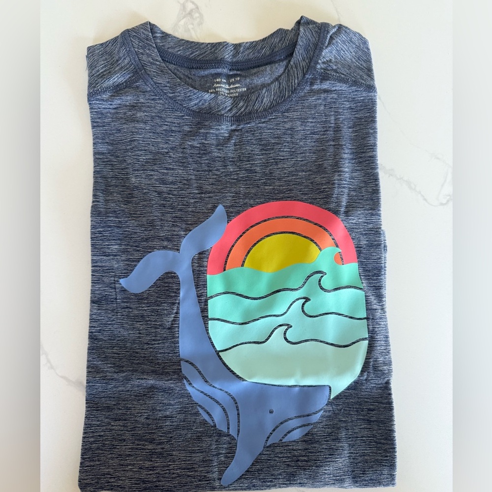 NEW IN PLASTIC! Hanna Andersson SPF 30 tshirt, Sz 10 🐋